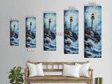 Framed Canvas Print Lighthouse Coastal Decor Nautical Painting Moody Art Ideal Tall Skinny Wall Art Living Room Above Sofa Coastal Painting