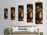 Still Life Oil Painting Print of Fruit and a Wine Barrel, Wine Room Art, Wine Cellar Art, Bar Decor, Tall Skinny Art, Skinny Vertical Art