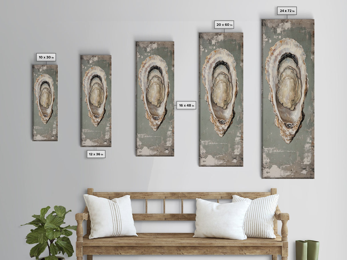 Canvas Print Rustic Oyster Shell Painting Coastal Kitchen Decor Wabi Sabi Art Living Room Art Nautical Wall Art Coastal Kitchen Decor