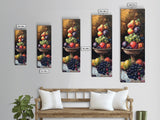 Still Life Oil Painting PRINT of Fruit, Kitchen Decor, Kitchen Wall Art, Grapes Painting, Long Skinny Art, Skinny Vertical Art, Tall Skinny Art