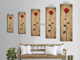 Framed Canvas Print of Elegant Red Rose, Botanical Art, Rustic Wall Art, Gift Idea, Minimalist Nature Art, Above Bed Wall Art