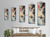 Fisherman in Boat Painting Canvas Print, Japanese Fishing Scene, Coastal Wall Art, Nautical Decor, Tall Narrow Art, Framed Canvas Print, Coastal Decor
