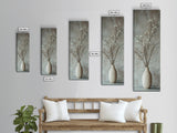 Framed Canvas Print Tall Skinny Art with Rustic Wildflower Painting, Botanical Wall Art, Wabi Sabi Art, Living Room Decor, Gift Idea Her