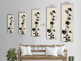 Framed Canvas Print Cherry Blossom Painting Black and White Floral Art, Wabi Sabi Decor, Japanese-Inspired Wall Art, Skinny Canvas Gift