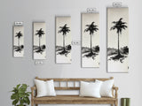 Canvas Print Black and White Palm Tree Painting Minimalist Tropical Wall Art, Wabi Sabi Art, Above Couch Decor, Tall Skinny Art Print