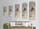 Framed Canvas Print Moody Palm Tree Painting, Coastal Landscape Art, Wabi Sabi Art, Above Sofa Wall Decor, Rustic Beach Scene Print