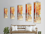 Framed Canvas Print Autumn Forest Birch Trees, Fall Landscape Art, Cozy Wabi Sabi Decor, Above Couch Art, Rustic Gift Idea Her