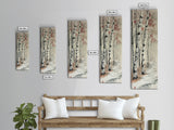 Winter Birch Forest Canvas Print – Wabi Sabi Art, Skinny Wall Art, Moody Winter Scene, Birch Tree Painting, Minimalist Art, Bedroom Wall Decor