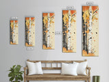 Autumn Forest Path Framed Canvas Print – Cozy Fall Art, Rustic Wall Art, Birch Tree Painting, Skinny Wall Art, Bedroom Wall Art, Autumn Decor