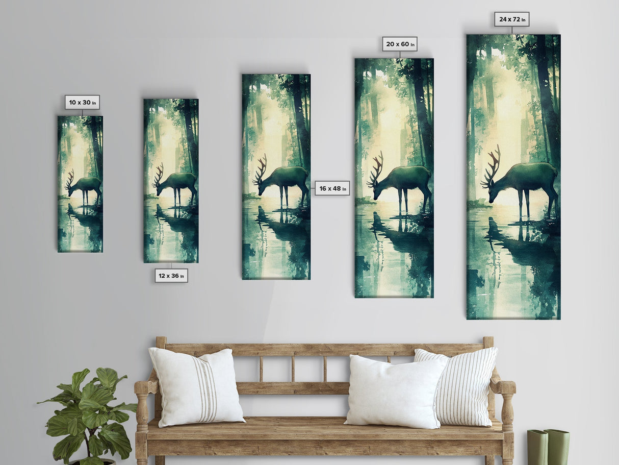 Moody Birch Tree Scene Canvas Print – Tall Narrow Art, Rustic Art, Winter Theme, Wabi Sabi Wall Art, Minimalist Decor, Guest Room Wall Art
