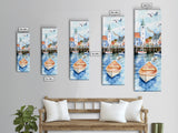 Tranquil Coastal Village with Seagulls Painting - Canvas Print for Nautical Wall Art, Coastal Scene Decor, Ocean-Inspired Art, Harbor Home Decor