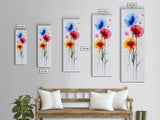 Bold Watercolor Poppy Art - Framed Canvas Print Showcasing Vibrant Flower Composition in Artistic Minimalist Style