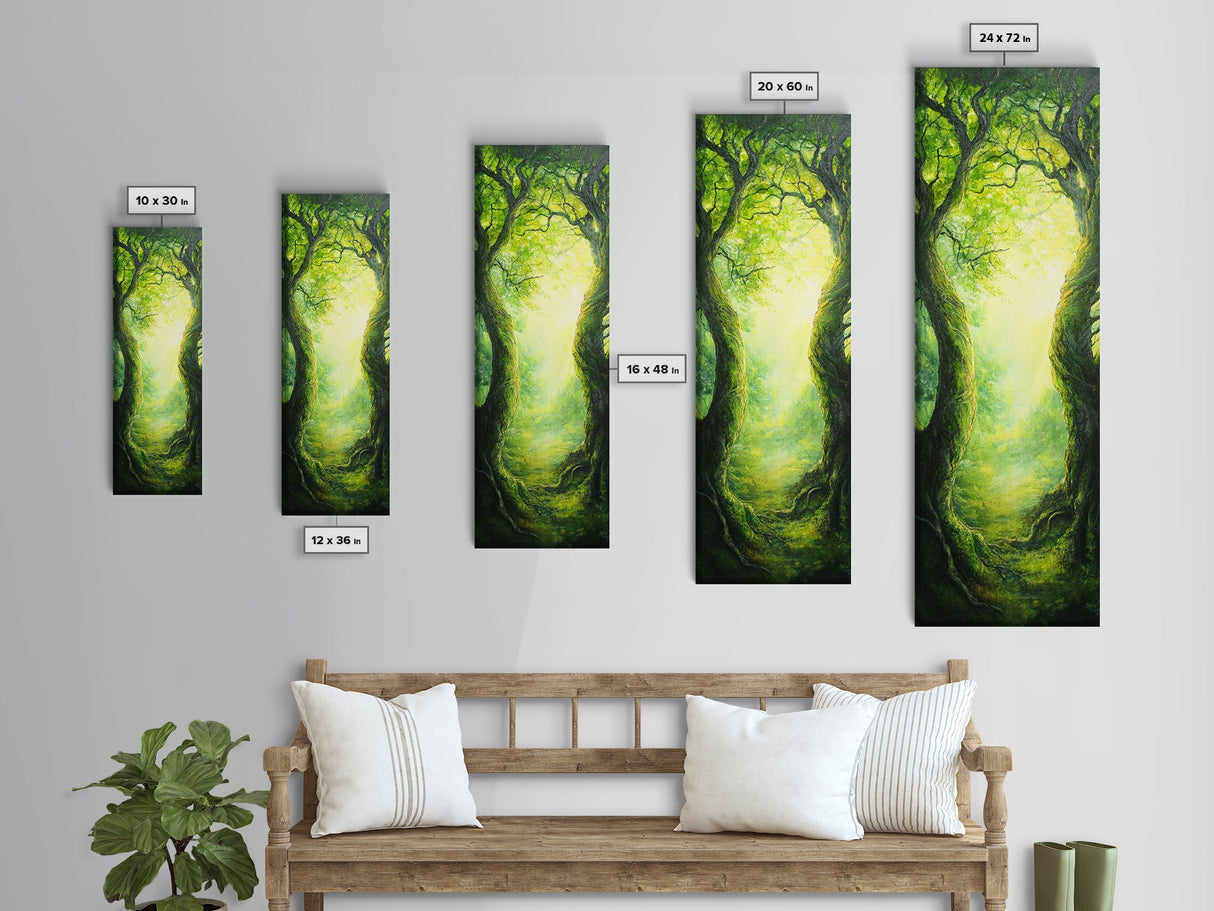 Fantasy Forest Landscape Painting Canvas Print, Tall Narrow Wall Art, Tall and Skinny Painting, Landscape Wall Art, Accent Piece