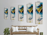 Martini Glass with Bold Blues, Watercolor Cocktail Art, Moody Martini Wall Art Canvas Print, Espresso Martini Wall Art, Modern Decor