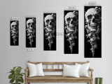 Skull Painting Print - Horror Decor - Witchy Decor - Tall Narrow Art - Framed Canvas Print - Skinny Wall Art - Skull Painting - Skull Wall Art