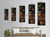 Still Life Oil Painting Print of Wine and Fruits - Kitchen Wall Art - Kitchen Decor - Kitchen Accent Piece - Oil Painting - Narrow Wall Art - Tall Skinny Art
