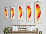 Red and Orange Feather Painting Print - Boho Wall Art - Framed Canvas Print - Tall Skinny Art - Minimalist Home Decor - Rustic Decor