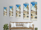 Retro Joshua Tree Wall Art Framed Canvas Print - Unique California Themed Wall Art - Skinny Tall Art - Narrow Art - Accent Piece Wall Art