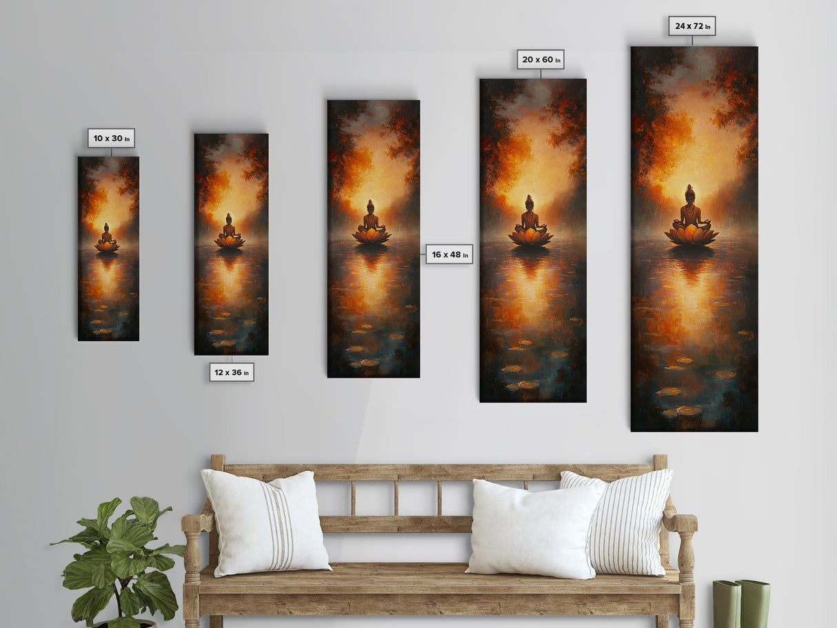 Zen Wall Art for Yoga Studio, Radha Krishna Painting Framed Canvas Print, Meditation Wall Art, Meditation Home Decor, Yoga Art