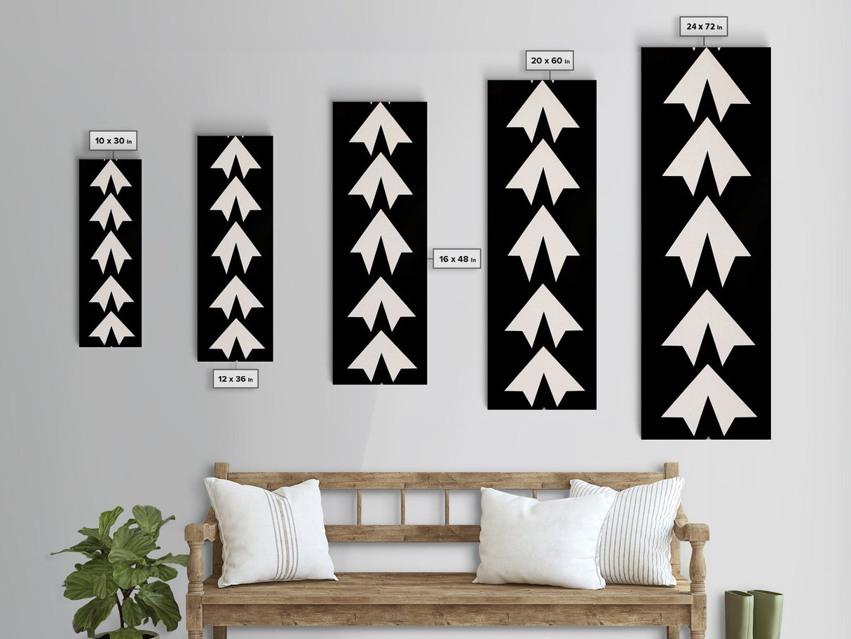 Framed Canvas Print of Geometric Wall Art in Monochrome Style, Modern Abstract Art, Minimalist Decor, Black and White Wall Art, Above Bed Wall Art, Skinny Wall Art