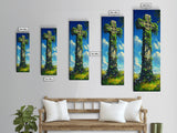 Oil Painting Print of a Celtic Cross, Irish Wall Art, Tall Narrow Art, Skinny Art, Wall Art For Small Spaces, Small Art, Ireland Art, Celtic Cross Art