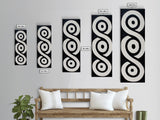 Framed Canvas Print of Black and White Geometric Wall Art, Sacred Geometry Art, Minimalist Decor, Tall Skinny Art, Above Bed Wall Art, Modern Aesthetic