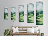 Watercolor Mountain Art Canvas Print Rustic Landscape Art Above Bed Wall Art Extra Wide Art Vertical Wall Art Green Wall Art Gift