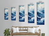 Ocean Waves Canvas Print Coastal Wall Art Nautical Decor Seascape Painting Above Bed Art Living Room Art Blue Green Wall Gift