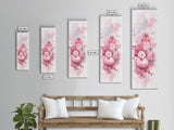 Elegant Perfume Bottles Framed Canvas Print Pink Abstract Art Wabi Sabi Decor Light Pink Bedroom Artwork Feminine Minimalist Wall Art
