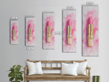 Pink Lipstick Canvas Print Feminine Pink Abstract Art Light Pink Wall Art Whimsical Art Rustic Decor Vertical Gift Idea Above Sofa