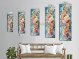 Mosaic Style Framed Canvas Print with Soft Pastel Tones, Mosaic Wall Art, Abstract Art, Vertical Wall Art, Coastal Decor, Bedroom Art