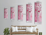 Wildflower Bouquet Framed Canvas Print Pink Poppy Painting Tall Skinny Art Living Room Above Sofa Rustic Guest Room Floral Wall Art