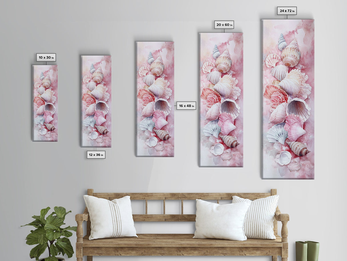 Coastal Seashell Painting Framed Canvas Print Featuring Nautical Decor Perfect Beach House Coastal Landscape Wall Art Theme