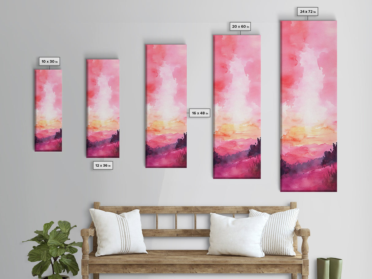Sunset Gradient Canvas Print - Abstract Pink Orange Wall Art, Sunrise Inspired Minimalist Painting, Bedroom Decor, Above Bed Artwork