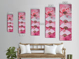 Elegant Fans Canvas Print - Chinoiserie Style Long Narrow Wall Art, Vintage-Inspired Pink Artwork, Skinny Vertical Painting