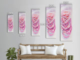 Pastel Beads Canvas Print - Whimsical Tall Narrow Art, Pink Pearl Inspired Jewelry Painting, Vertical Art for Boho Bedroom