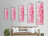 Pink Ribbons Canvas Print Abstract Feminine Wall Art Whimsical Vertical Decor Skinny Boho Gift Idea Light Pink Aesthetic