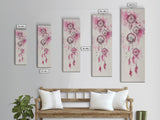 Dreamcatcher Pink Feathers Framed Canvas Print Boho Wall Art Minimalist Long Narrow Art Bedroom Decor Vertical Dorm Wall Art