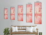 Eiffel Tower Reflection Pink Cherry Blossom Canvas Print Paris Wall Art Romantic Landscape Long Narrow Above Bed Vertical Art