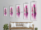 Bold Pink Lipstick Framed Canvas Print Feminine Modern Wall Art Beauty Decor Moody Pink Abstract Painting Bedroom Art Gift Idea