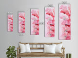 Elegant Hand Fans Framed Canvas Print Chinoiserie Wabi Sabi Wall Art Vertical Pink Decor Skinny Tall Art Light Pink Wall Art