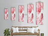 Elegant Feather Art Framed Canvas Print Boho Wabi Sabi Decor Vertical Wall Art Minimalist Feather Design Light Pink Wall Art