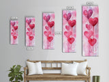 Dripping Heart Art Canvas Print, Moody Abstract Pink Wall Art, Romantic Living Room Art, Extra Vertical Skinny Tall Narrow Artwork