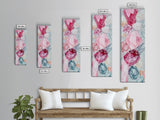 Gemstone Watercolor Painting Framed Canvas Print, Whimsical Pink Abstract Wall Art, Geometric Skinny Vertical Bedroom Art