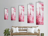 Eiffel Tower Painting Framed Canvas Print Romantic Parisian Wall Art Light Pink Decor Vertical Artwork Whimsical Home Accent Art