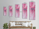 Glossy Pink Lipstick Trio Framed Canvas Print in Minimalist Vertical Wall Art for Fashion and Makeup Room Décor