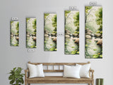 Tranquil Waterfall Scene Framed Canvas Print Green Wall Art Botanical Prints Vertical Landscape Art Above Bed Living Room Decor
