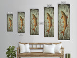 Trout Art Rustic Framed Canvas Print Skinny Vertical Art Fly Fishing Art Rustic Decor Tall Narrow Art Guest Room Wall Decor