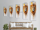 Majestic Lion Portrait Framed Canvas Print Featuring Bold African Art Style, Perfect for Rustic or Wildlife-Inspired Interiors