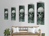 Minimalist Skull Canvas Print in Dark Green Tones, Wabi Sabi Art with Rustic Decor Style, Perfect for Unique Wall Art Accent